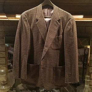 Brown Houndstooth Wool Blazer